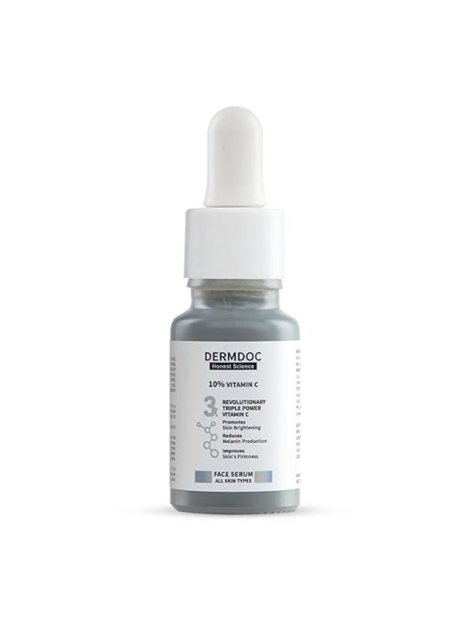 DERMDOC 10% Vitamin C Face Serum for Glowing Skin (12 ml) | Brightening Face Serum | Fight Dark Spots, Pigmentation & Dull Skin12g - Image 1
